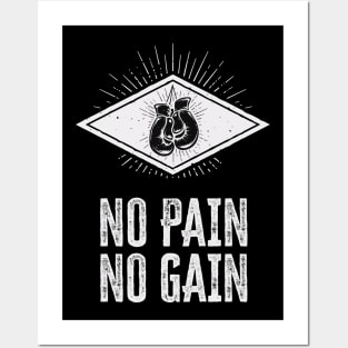 ✪ No pain No gain ✪ vintage style motivational training quote Posters and Art